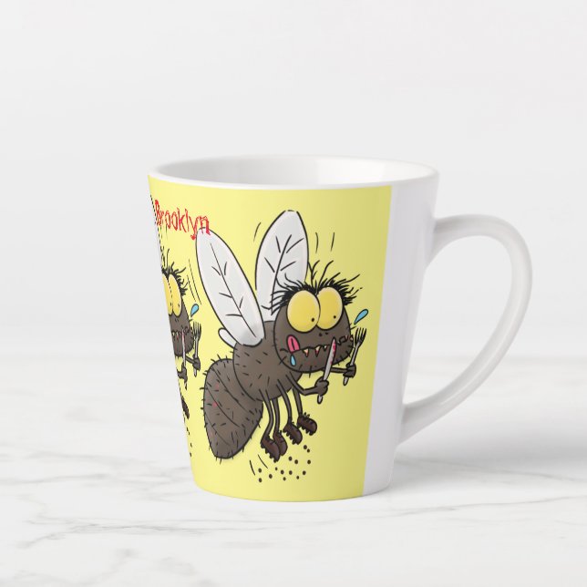 Funny horsefly insect cartoon  latte mug (Right)