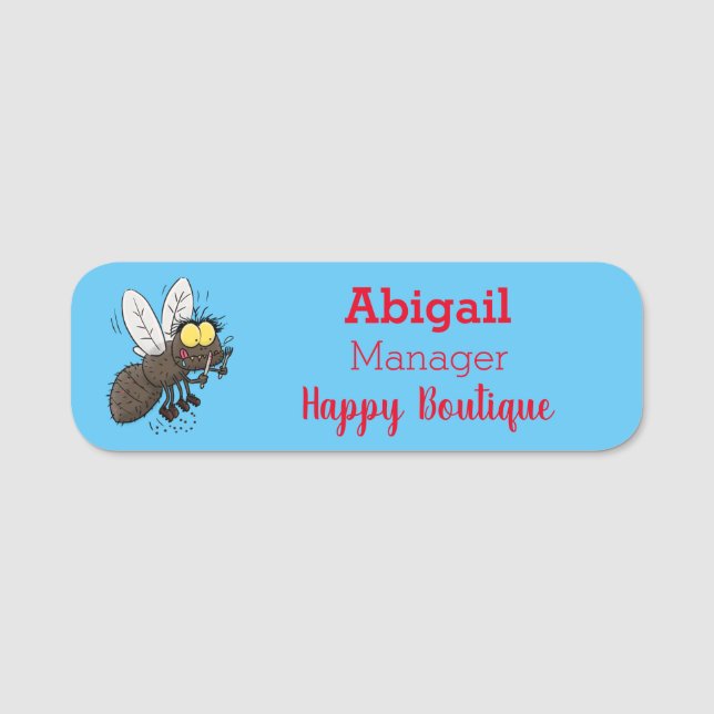 Funny horsefly insect cartoon  name tag (Front)