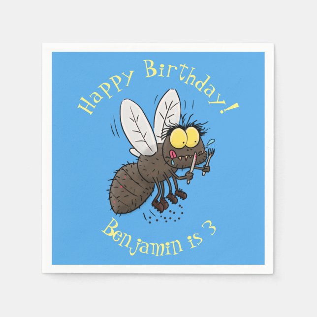 Funny horsefly insect cartoon napkin (Front)