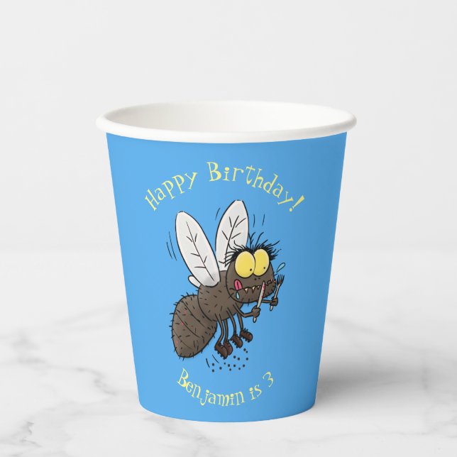 Funny horsefly insect cartoon paper cups (Front)