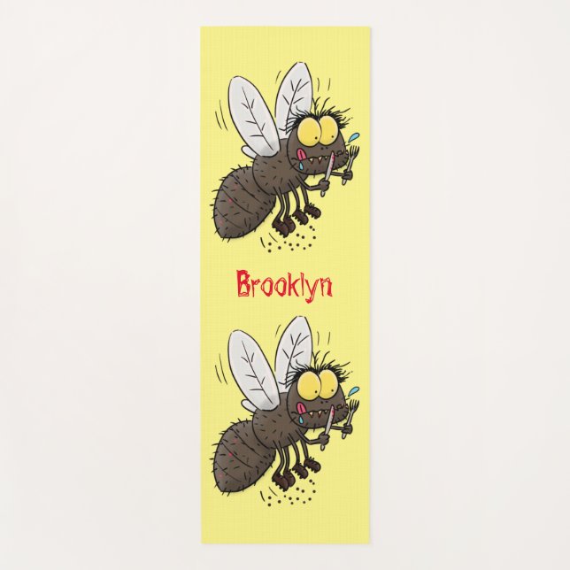 Funny horsefly insect cartoon yoga mat (Front)