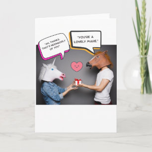 Funny Horses Cute Valentines Day Card