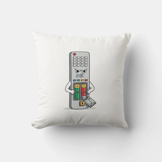 Funny Hostage Remote Cartoon Batteries Held Pillow (Front)
