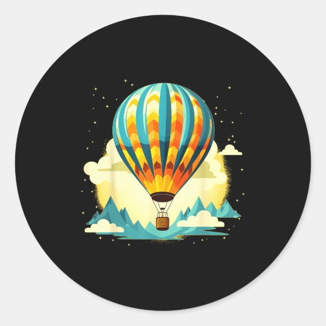 Funny Hot Air Balloon For New Adventures Lovers  Classic Round Sticker (Front)