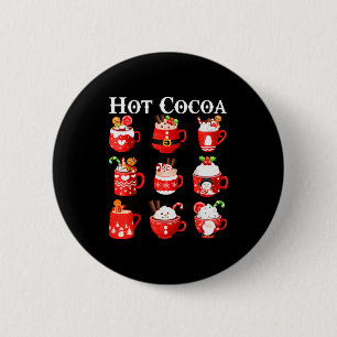 Funny Hot Cocoa Santa Elf C Merry Christmas Pajama 2 Inch Round Button