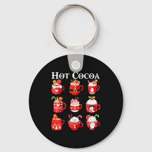 Funny Hot Cocoa Santa Elf C Merry Christmas Pajama Keychain
