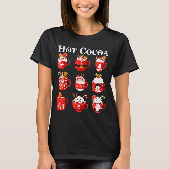 Funny Hot Cocoa Santa Elf C Merry Christmas Pajama T-Shirt (Front)