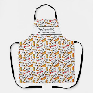 Funny Hot Dog BBQ Pattern Custom Chef Name Text Ap Apron