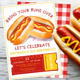 Funny Hot Dog Birthday Invitation – Kids Cookout B