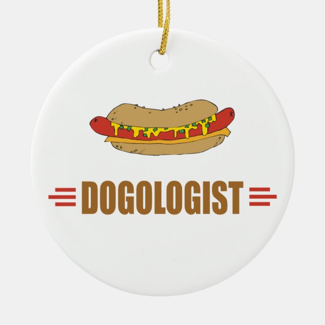 Funny Hot Dog Ceramic Ornament (Front)