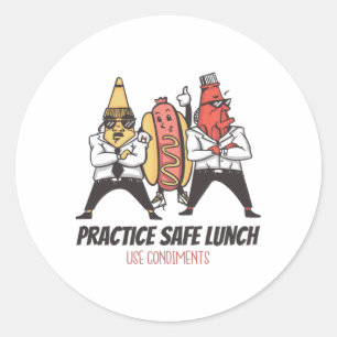 Funny hot dog classic round sticker