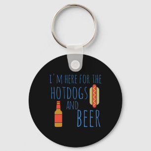 Funny Hot Dog Shirt I'm Here For The Hotdogs And B Keychain