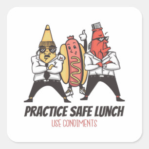 Funny hot dog square sticker