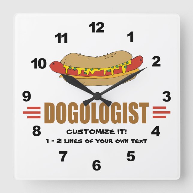 Funny Hot Dog Square Wall Clock (Front)