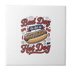 Funny Hot Dog Vintage Patriotic Food Shirt Design_ Tile