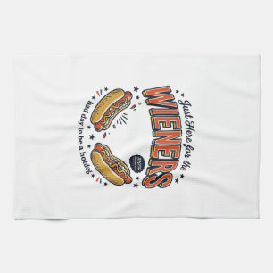 Funny Hot Dog Wiener Vintage Shirt Design_1 Kitchen Towel