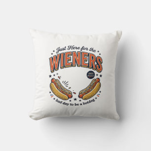 Funny Hot Dog Wiener Vintage Shirt Design_1 Throw Pillow