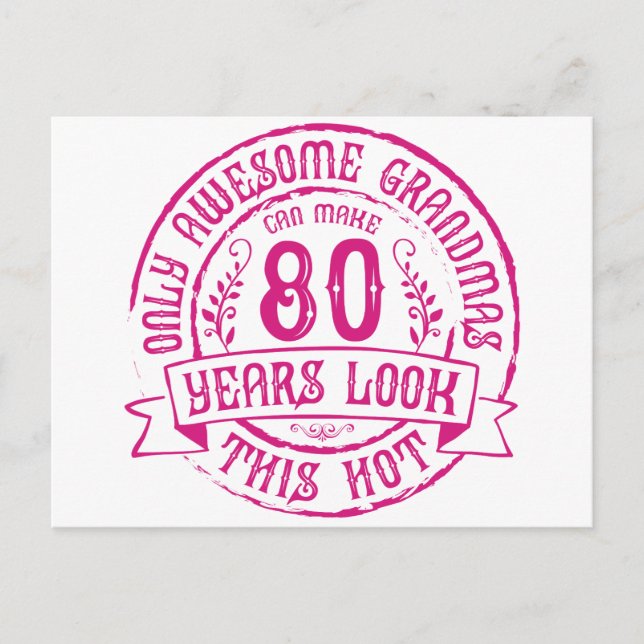 Funny Hot Grandma 80th Birthday Postcard (Front)