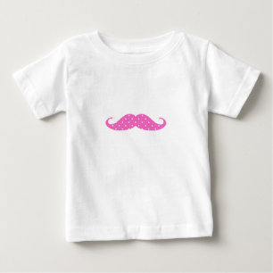 Funny Hot Pink Girly Polka Dots Moustache Baby T-Shirt