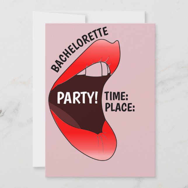 FUNNY HOT RED LIPS BACHELORETTE PARTY INVITATION (Front)