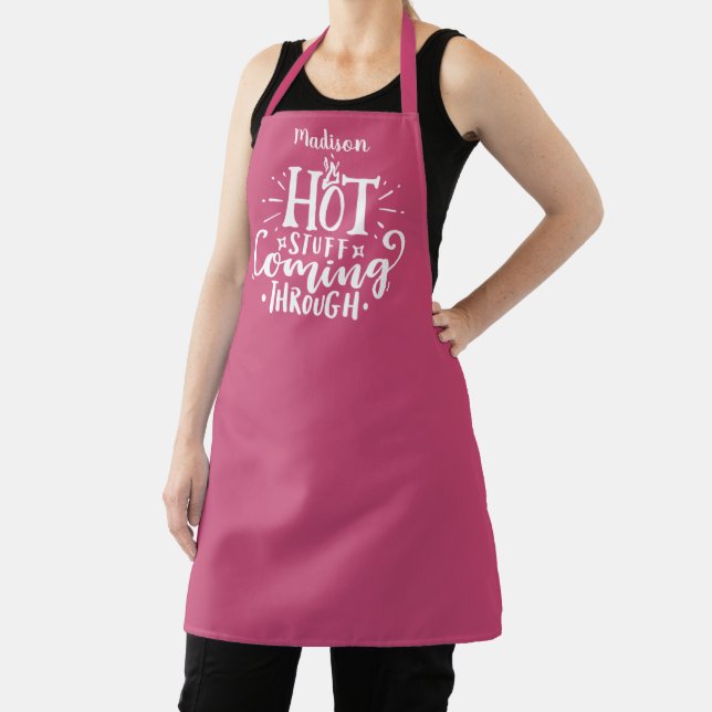 Funny Hot Stuff Typography Raspberry Apron (Insitu)
