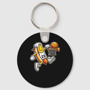 Funny Hotdog Basketball Dunk Sports Court Athletic Keychain