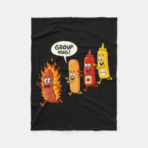 Funny Hotdog Group Hug Sausage Hot Dog Bun Chup Fleece Blanket