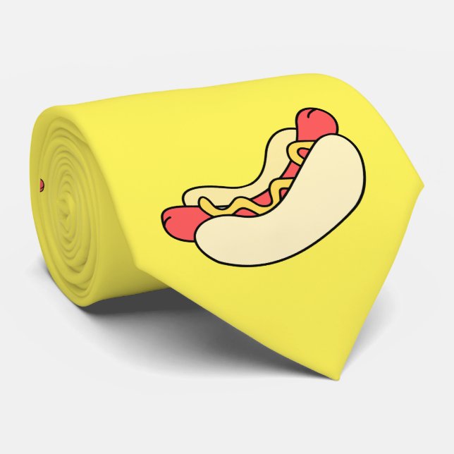 Funny Hotdog (Hot Dog) Tie with Customizable Colou (Rolled)