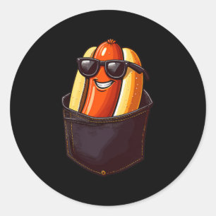 Funny Hotdog In A Pocket Sungles Food Hot Dogs Lov Classic Round Sticker