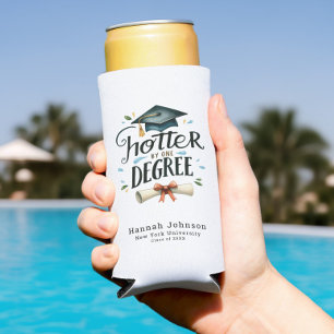 Funny Hotter by One Degree Personalized Graduation Seltzer Can Cooler