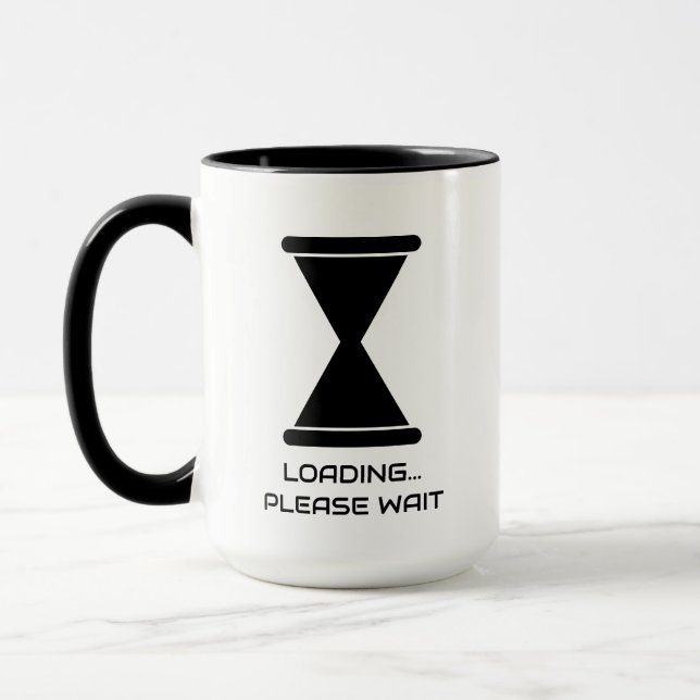 Funny hourglass sand clock loading please wait mug (Left)