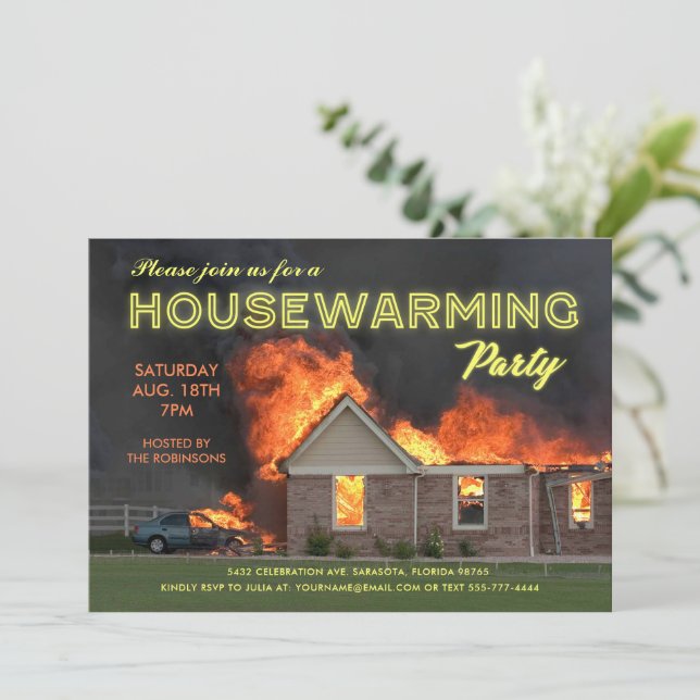 Funny Housewarming Party Invitations | En Fuego | Zazzle