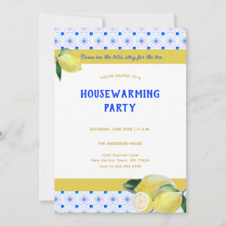 Funny Housewarming Tea Party Boho Lemons Humourous Invitation