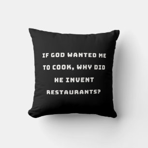 Funny Housewife Quote, I Hate Cooking Funny Throw Pillow
