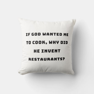 Funny Housewife Quote, I Hate Cooking Funny Throw Pillow