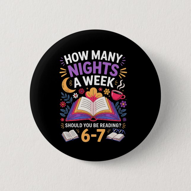 Funny How Many Nights A Week Should You Be Reading 2 Inch Round Button (Front)