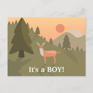 Funny "How Old" Whitetail Buck Baby  Announcement Postcard