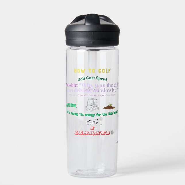 funny how to golf, golf cart speed water bottle (Front)