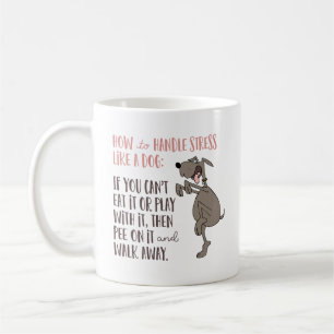 Funny “How to Handle Stress Like a Dog” Cartoon Coffee Mug
