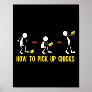 Funny How To Pick Up Chicks Gift For Men Cool Chic Poster