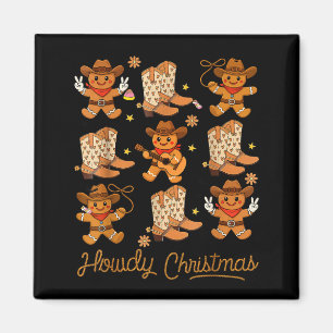 Funny Howdy Christmas Gingerbread Cowboy Rodeo Wes Magnet
