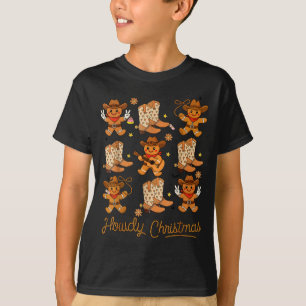 Funny Howdy Christmas Gingerbread Cowboy Rodeo Wes T-Shirt