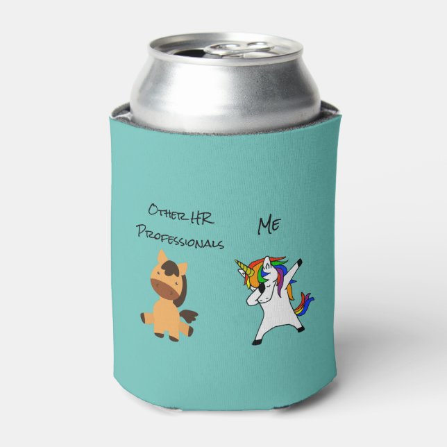 Funny HR Unicorn Horse Human Resources Gift Can Cooler (Can Front)