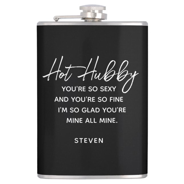 Funny Hubby Husband Romantic Poem Personalized Hip Flask (Front)