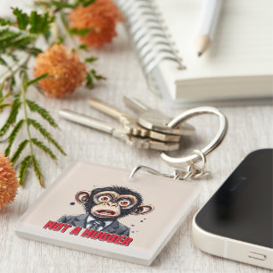 Funny hugger word art monkey keychain