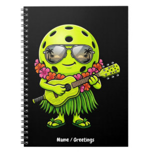 Funny Hula Pickleball Hawaiian Mascot Graphic Notebook