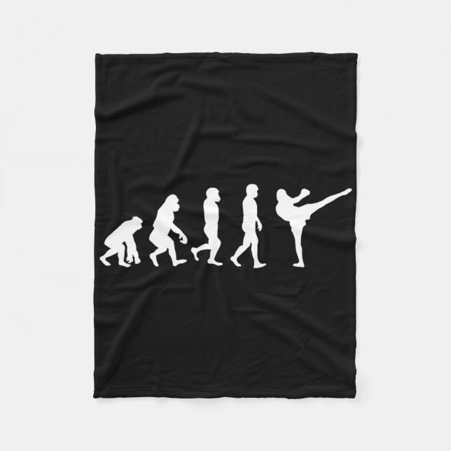 Funny Human Ape Gorilla Evolution Karate Boxing Ki Fleece Blanket (Front)