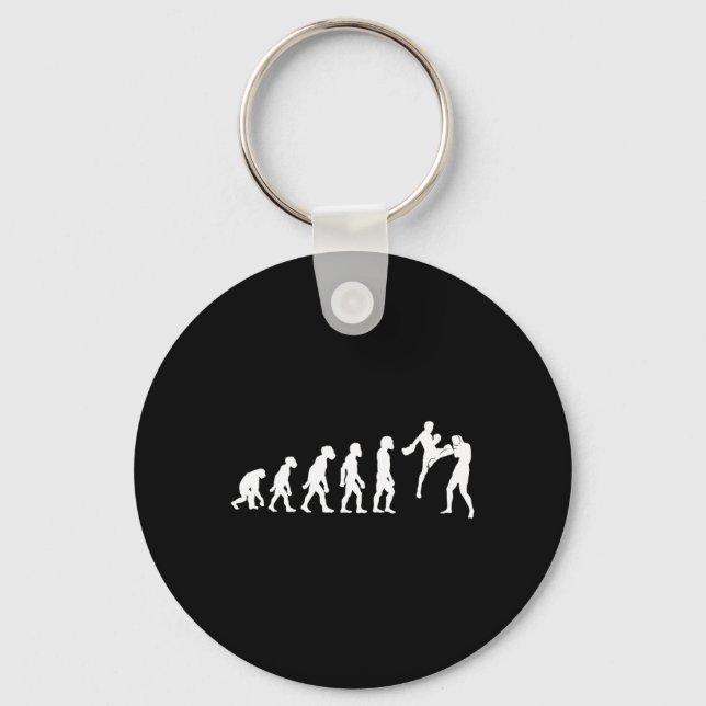 Funny Human Muay Thai Evolution Kickboxing Mma Box Keychain (Front)