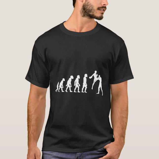 Funny Human Muay Thai Evolution Kickboxing Mma Box T-Shirt (Front)