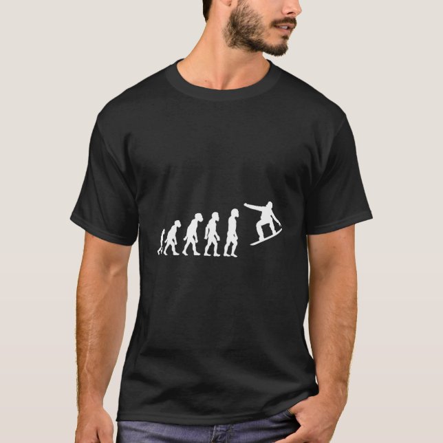 Funny Human Snowboarding Evolution Skate Ski Snowb T-Shirt (Front)